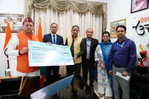 सीएम से केनरा बैंक प्रतिनिधिमंडल की भेंट, राहत कोष के लिए चेक सौंपा